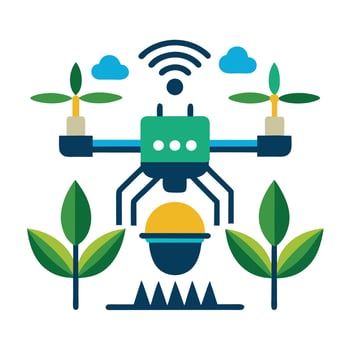 Agricultural Sustainable Drone Icon vector