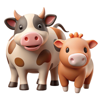 elegant classic Farm Animals Cutout with Cow and Pig premium png