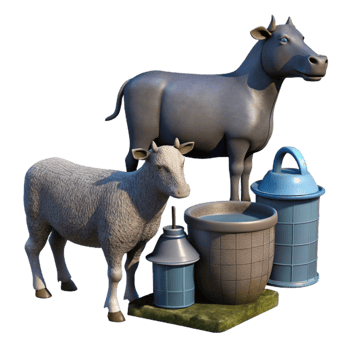 extraordinary traditional Farm Animals Drinking Water Silhouette Isolated authentic png