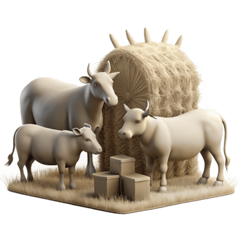 dramatic creative Farm Animals Eating Hay Silhouette Cutout Element professional png