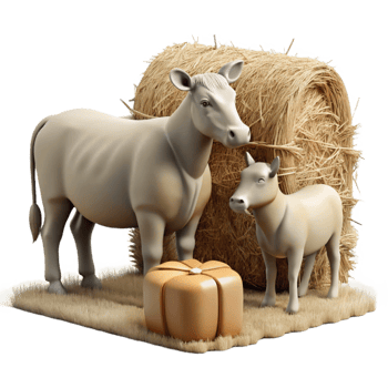 Farm Animals Eating Hay Silhouette Cutout Element png
