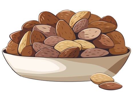 Cartoon Plate of Almond Nuts Icon for Web Design vector