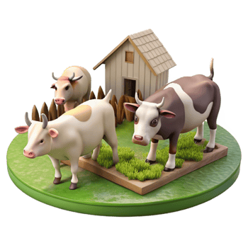 vibrant classic Farm Animals Grazing in Pasture Transparent Background genuine png