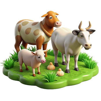 dramatic classic Farm Animals Grazing in Pasture Transparent Background professional png