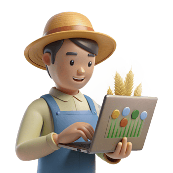 dramatic minimalist Farmer Analyzing Crop Data on Tablet Transparent Background exclusive png