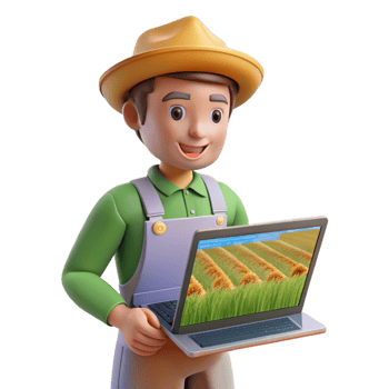 extraordinary rustic Farmer Analyzing Crop Data on Tablet Transparent Background premium png