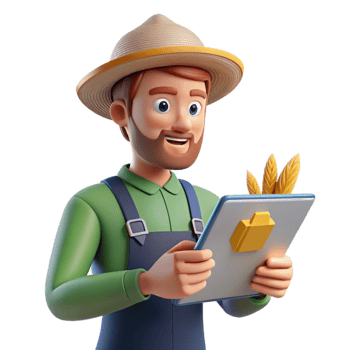 beautiful vintage Farmer Analyzing Crop Data on Tablet Transparent Background genuine png