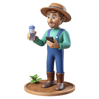 serene vintage Farmer Analyzing Soil Sample with Mobile Lab Transparent Background exclusive png