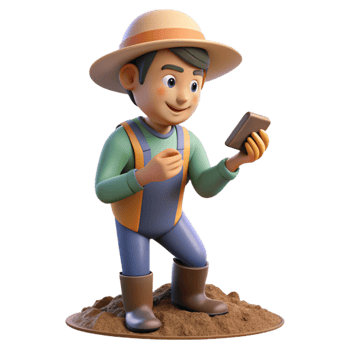 beautiful rustic Farmer Checking Soil Moisture Close Up Transparent high quality png