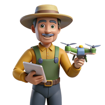 beautiful modern Farmer Controlling Drone with Tablet Cutout detailed png