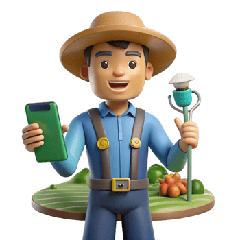 dramatic modern Farmer Controlling Irrigation System with Smartphone Transparent Background detailed png