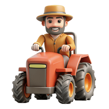 elegant abstract Farmer Driving Tractor Front View Cutout genuine png