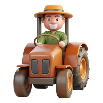 extraordinary minimalist Farmer Driving Tractor Front View Cutout detailed png
