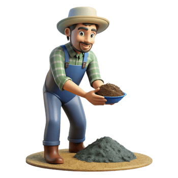 vibrant minimalist Farmer Examining Soil Close Up Transparent Background high quality png