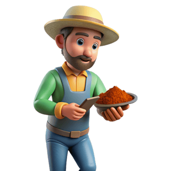 serene contemporary Farmer Examining Soil Texture Close Up Isolated genuine png