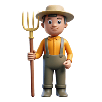 magnificent creative Farmer Holding Pitchfork Isolated Element high resolution png
