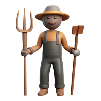 dramatic artistic Farmer Holding Pitchfork Silhouette Cutout png