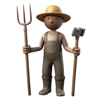 beautiful artistic Farmer Holding Pitchfork Silhouette Cutout authentic png