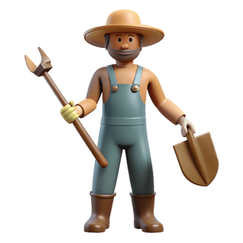 extraordinary creative Farmer Holding Shovel Silhouette Cutout authentic png