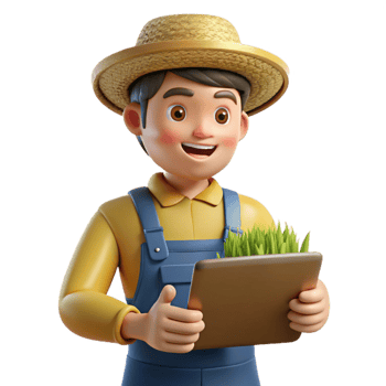 beautiful rustic Farmer Holding Tablet Computer in Field Close Up Transparent Background png