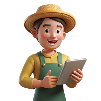 extraordinary classic Farmer Holding Tablet in Field Transparent Background detailed png