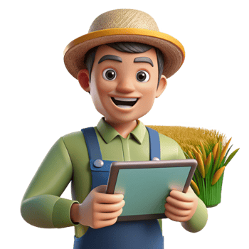 impressive vintage Farmer Holding Tablet Computer in Field Close Up Transparent Background professional png