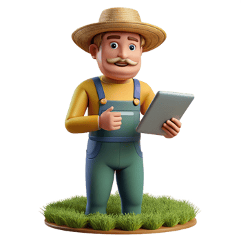 vibrant creative Farmer Holding Tablet in Field Transparent Background high quality png