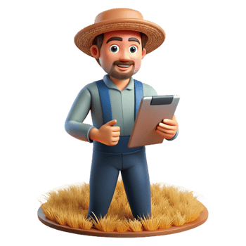 stunning minimalist Farmer Holding Tablet in Field Transparent Background premium png