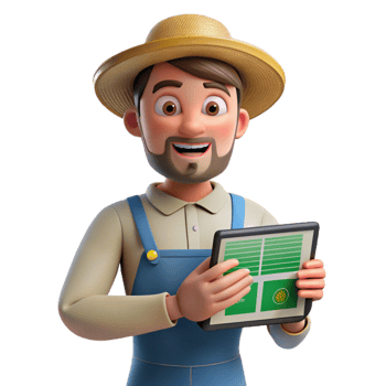 elegant traditional Farmer Holding Tablet Showing Data Transparent genuine png