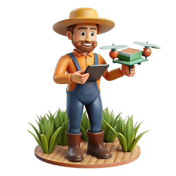 dramatic rustic Farmer Inspecting Crops with Tablet Isolated detailed png