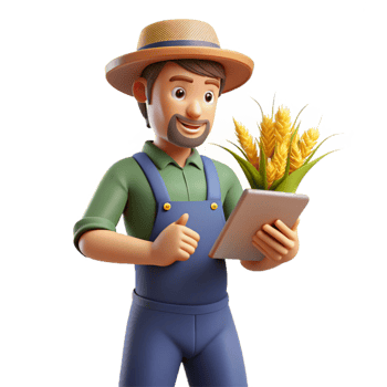 elegant artistic Farmer Inspecting Crops with Tablet Isolated exclusive png