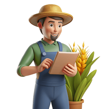beautiful modern Farmer Inspecting Crops with Tablet Isolated professional png