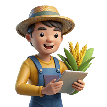 dramatic modern Farmer Inspecting Crops with Tablet Isolated authentic png