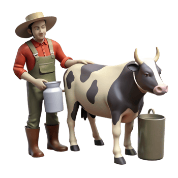 serene modern Farmer Milking Cow Silhouette Cutout professional png