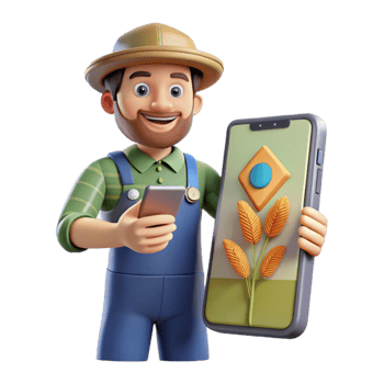 beautiful abstract Farmer Monitoring Crop Growth on Smartphone Transparent Background genuine png