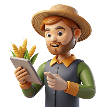 vibrant contemporary Farmer Monitoring Crop Health with Handheld Device Transparent Background Cutout premium png