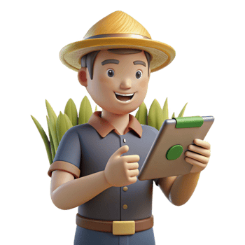 magnificent minimalist Farmer Monitoring Crop Health with Handheld Device Transparent Background Cutout png