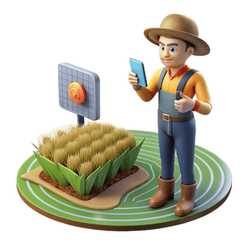 extraordinary creative Farmer Using Augmented Reality App in Field Transparent Background png