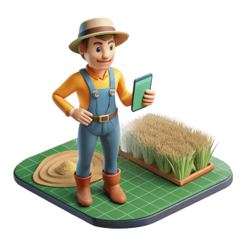 wonderful creative Farmer Using Augmented Reality App in Field Transparent Background genuine png