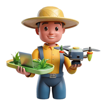 beautiful classic Farmer Using Drone for Crop Inspection Close Up Isolated premium png