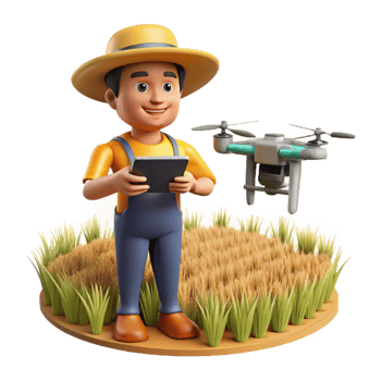 wonderful minimalist Farmer Using Drone to Inspect Crops Isolated Cutout genuine png
