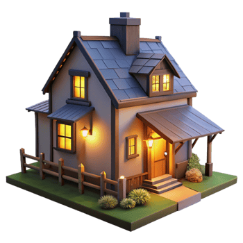 extraordinary modern Farmhouse at Night with Lights on Isolated exclusive png