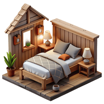 wonderful abstract Farmhouse Bedroom Cutout with Bed png
