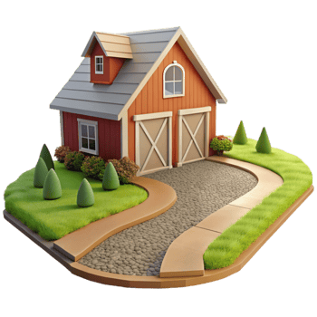 dramatic artistic Farmhouse Driveway Isolated with Gravel Surface original png