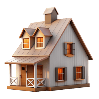 dramatic abstract Farmhouse Front View with White Walls Isolated premium png