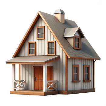 serene abstract Farmhouse Front View with White Walls Isolated authentic png