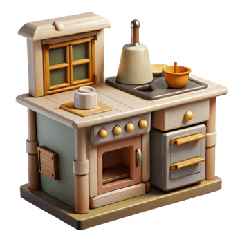 magnificent abstract Farmhouse Kitchen Isolated with Stove exclusive png