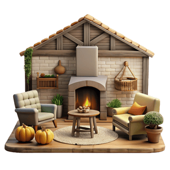 stunning classic Farmhouse Living Room Transparent Background with Fireplace exclusive png