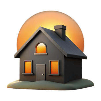 elegant artistic Farmhouse Silhouette Cutout with Sunset Background authentic png