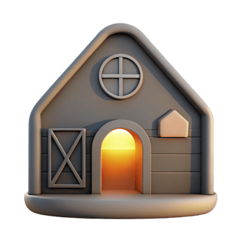 serene traditional Farmhouse Silhouette Cutout with Sunset Background professional png